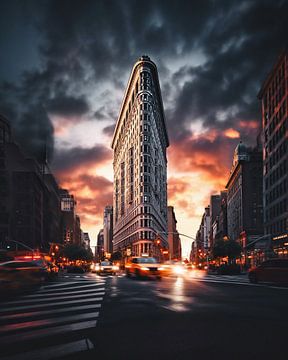 Straatbeeld in New York van fernlichtsicht