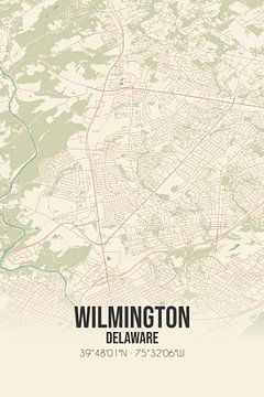 Vintage landkaart van Wilmington (Delaware), USA. van MijnStadsPoster