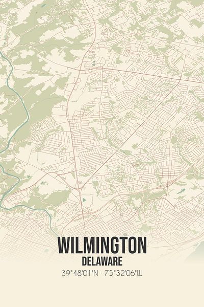 Alte Karte von Wilmington (Delaware), USA. von Ortsdrucke