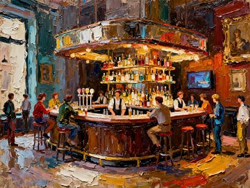 Levendige barscène in impressionistische stijl van Kristin M