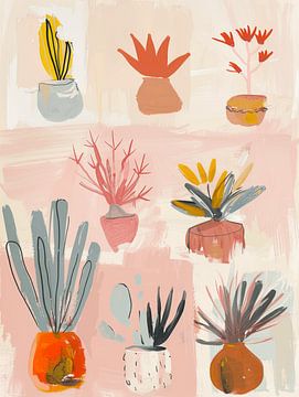 Cheerful botanical still lifes, illustration