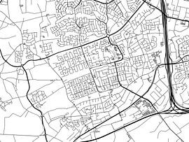 Karte von Veldhoven in Schwarz ud Weiss von De Kaartenwinkel