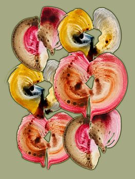 Aqua Bloom Mystic Flora 960 - Lush Abstract flower shape in warm earth tones and modern pink