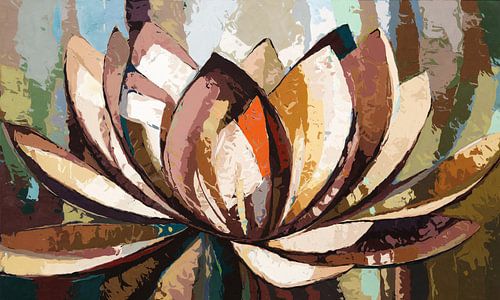 Abstracte lotusbloem met warme kleuren