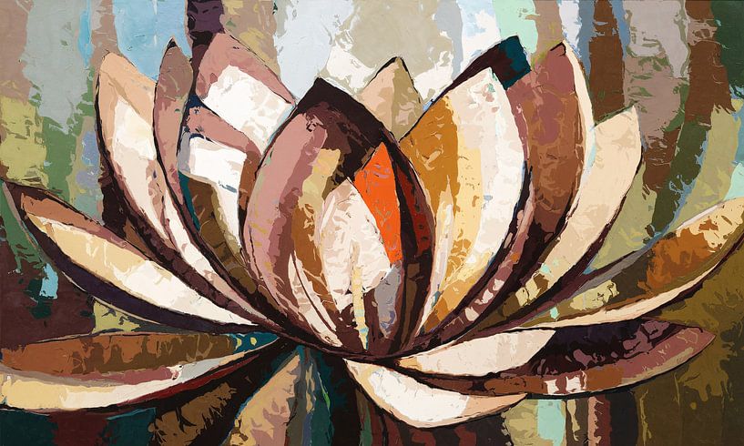 Abstracte lotusbloem met warme kleuren van Imperial Art House