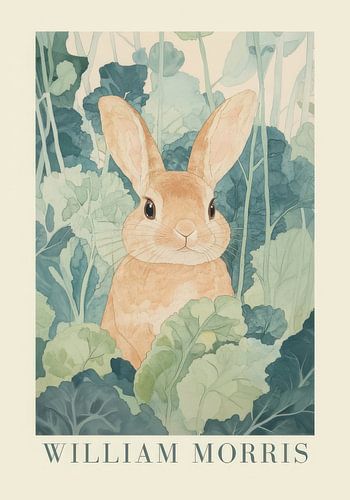 William Morris "Watercolour hare in front of green foliage"