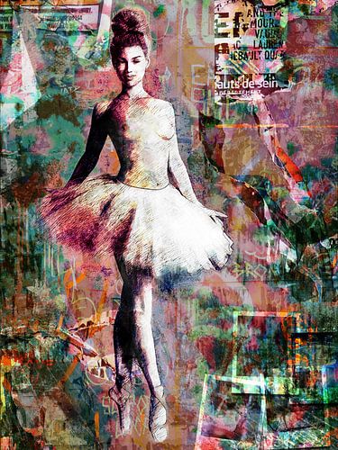 Expressieve Ballerina – Mixed Media Kunst