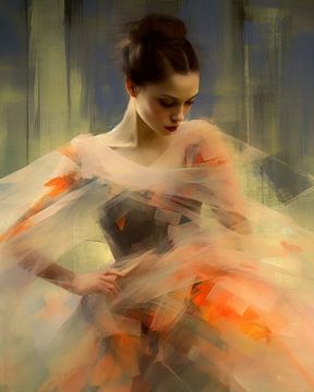 Portret in pastelkleuren "Ballerina" van Carla Van Iersel