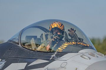 Pilot of the Belgian Air Force's X-Tiger F-16. by Jaap van den Berg