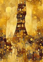 The Eiffel Tower in the style of Gustav Klimt