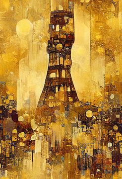 De Eiffeltoren in de stijl van Gustav Klimt van Whale & Sons