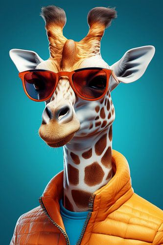 Giraffe met zonnebril