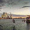 Stijlvol Schilderij Rotterdam: Ruige Impressie van de maas en skyline Rotterdam van Slimme Kunst.nl