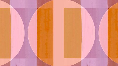 Mid Century Bauhaus Shapes Pastel Pink Peach