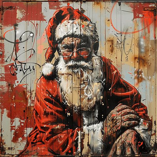 Graffiti Father Christmas portrait rust urban dynamic