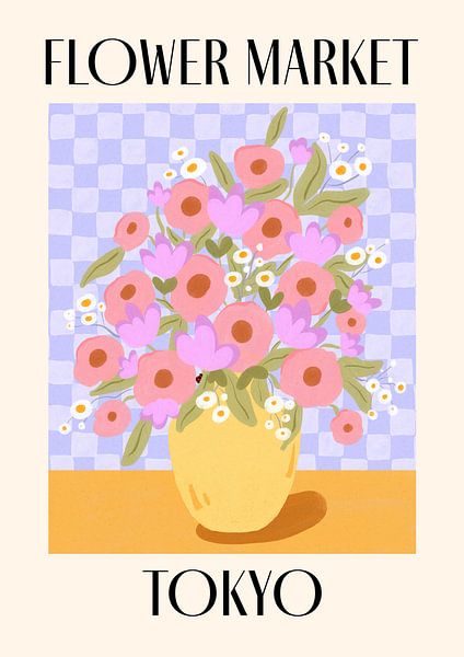 Tokio Blumenmarkt Japan Reise Poster von Dirkie Nell
