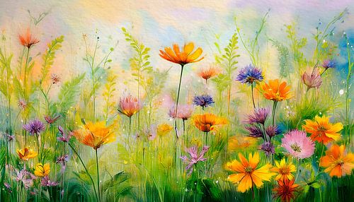 Frühling! Wildblumen im Beet.