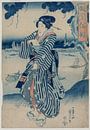Geisha staand aan de oever van de Sumida rivier door Utagawa Kuniy van Dina Dankers thumbnail