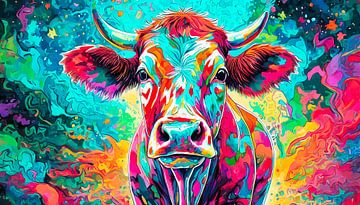 Peinture artistique avec une vache sur Mustafa Kurnaz