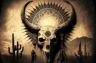 Dreamcatcher bull skull with feathers by Vlindertuin Art thumbnail
