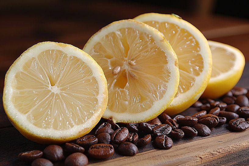 Lemons and coffee beans still life by Art & Soul Creations