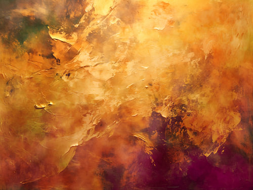 Abstract in goud en paars – warme abstracte kunst met goud en oker