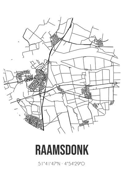 Raamsdonk (Noord-Brabant) | Landkaart | Zwart-wit van Stad & Wand