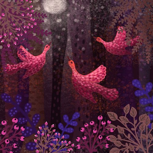 Full moon in the enchanted forest