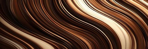 Goud en Bruin Golven - Elegante Abstracte Kunst Panorama