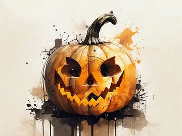 Getaucht in Schatten, erwacht zum Gruseln: Kürbis-Kunstwerk für Halloween-Nächte IV von ArtDesign by KBK