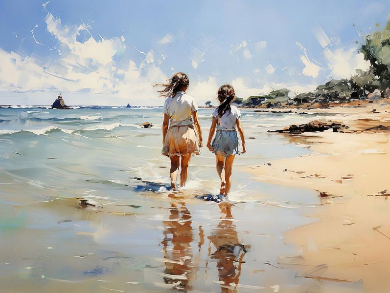Enfants en mer avec Joseph Israël par PixelPrestige
