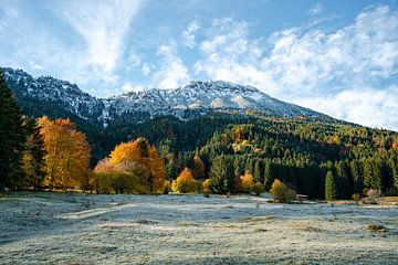 Breitenberg in de herfst met vorst en verse sneeuw van Leo Schindzielorz