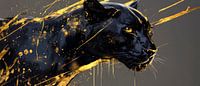 Zwart met gouden panter in beweging van Poster Art Shop thumbnail
