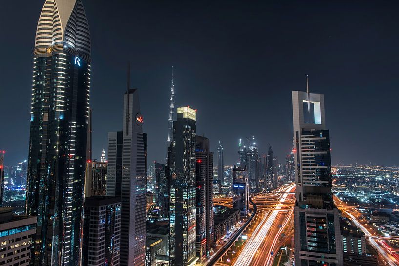Dubai Skyline van Bas Fransen