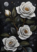 weiße Rose in Schwarz