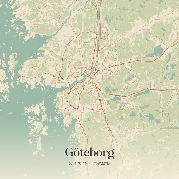 Vintage map of Gothenburg, Sweden. by Prints of Place