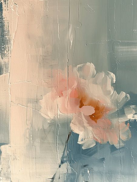 Flower in pastel colours, modern and abstract in Japandi style by Japandi Art Studio