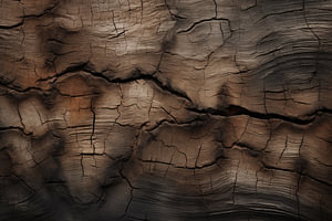 Die raue, verwitterte Oberfläche des Baumstamm-Kunst Design