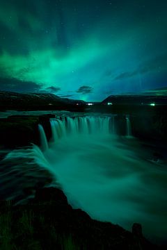 Northern Lights above Godafoss by Roy Poots