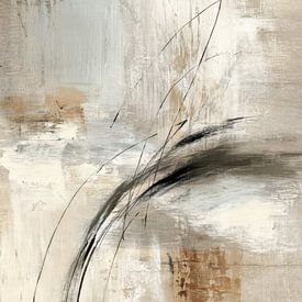 Peinture abstraite - Beige Taupe Japandi Line Art sur Joriali Art abstrait