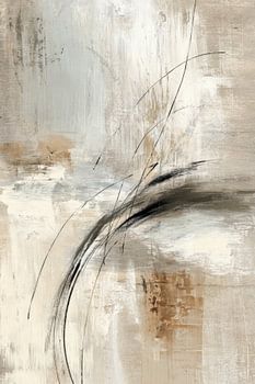 Peinture abstraite - Beige Taupe Japandi Line Art
