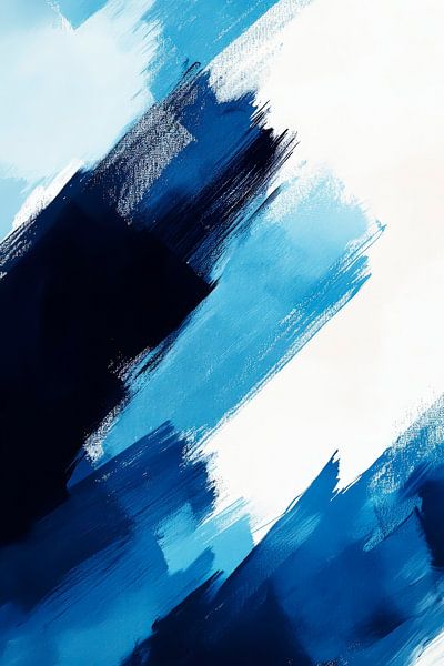 Abstrakte Blautöne – Dynamische Pinselstriche von Poster Art Shop