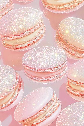 Macarons roses avec paillettes