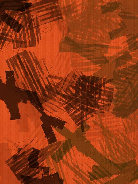 Retro inspired art in vivid terracotta, brown and olive green. by Dina Dankers