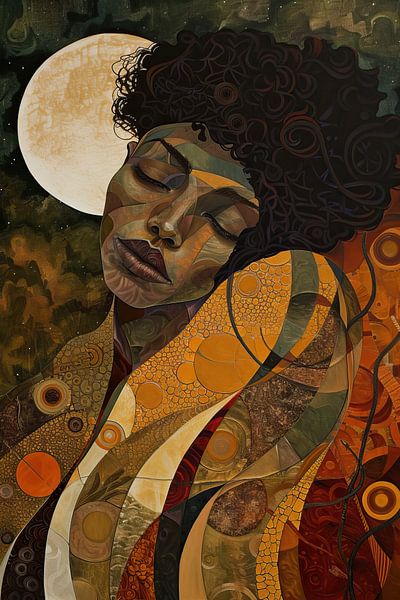 Portrait Colorful Abstract | Celestial Reverie Canvas par Caprices d'Art
