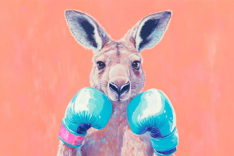 Boxendes Kanguru im Sporthandschuh von Poster Art Shop