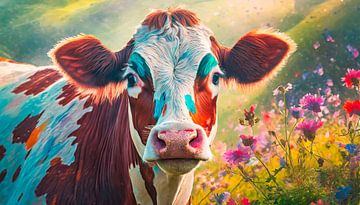 Peinture artistique avec une vache sur Mustafa Kurnaz