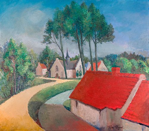 Zicht op Vlassenbroek Langs De Schelde (België) - Olieverf op doek