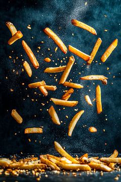 Artistieke frietjes tijdens de vlucht van Poster Art Shop