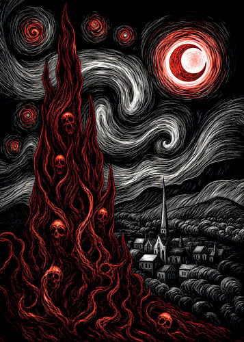 Dark Surrealist Starry Night